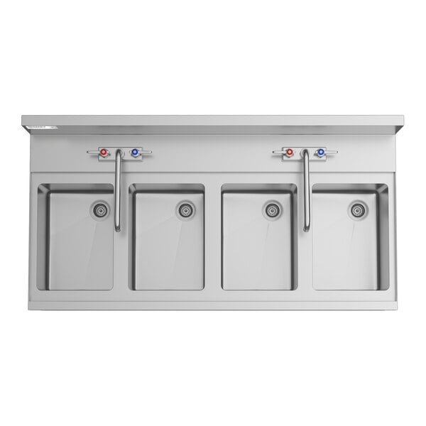 Regency Spec Line 24" x 48" Four Bowl Underbar Sink with Two Faucets