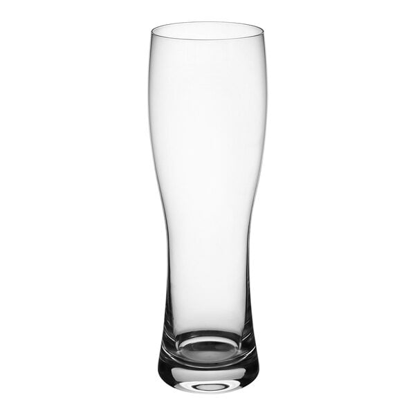 A clear glass with a white background.
