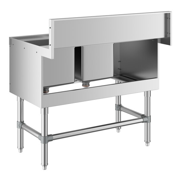 Regency Spec Line 24" x 36" Two Bowl Underbar Sink with 12" Left Drainboard and Faucet