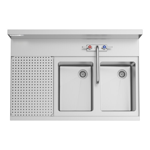 Regency Spec Line 24" x 36" Two Bowl Underbar Sink with 12" Left Drainboard and Faucet