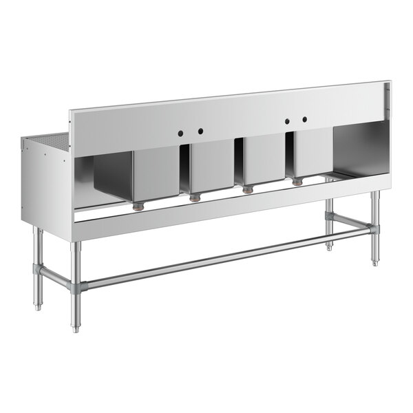 Regency Spec Line 19" x 72" Four Bowl Underbar Sink with Two 12" Drainboards and Two Faucets