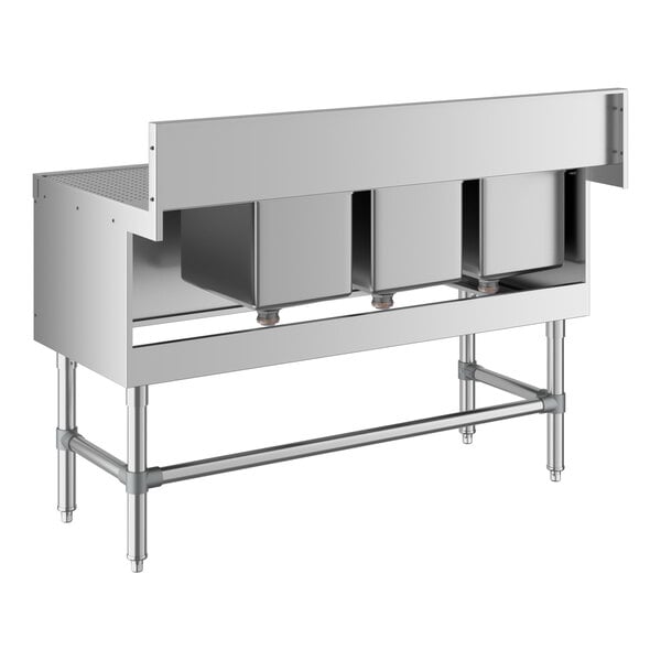 Regency Spec Line 24" x 48" Three Bowl Underbar Sink with 12" Right Drainboard and Faucet