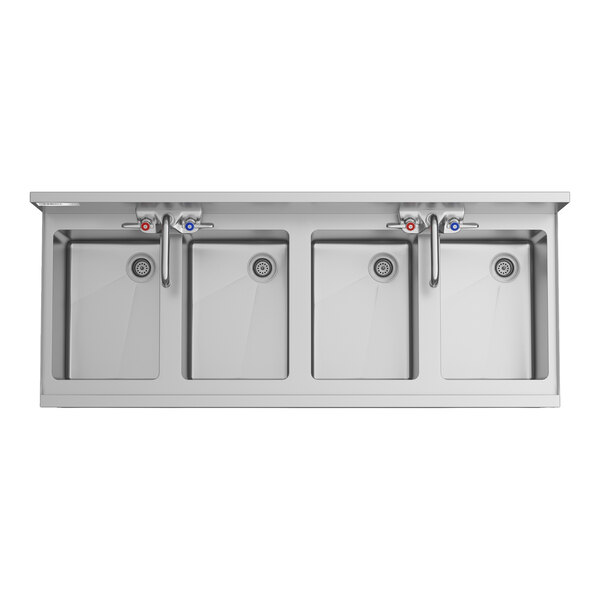 Regency Spec Line 19" x 48" Four Bowl Underbar Sink with Two Faucets
