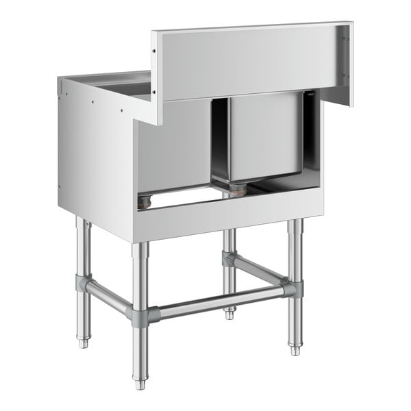 A Regency stainless steel underbar sink with two bowls and a faucet.