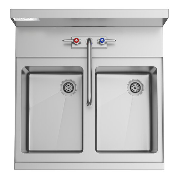 Regency Spec Line 24" x 24" Two Bowl Underbar Sink with Faucet