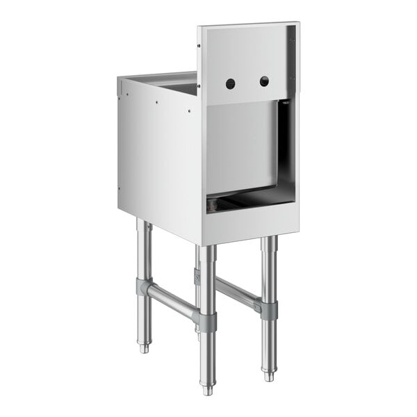 A Regency stainless steel underbar hand sink with a faucet and drain.