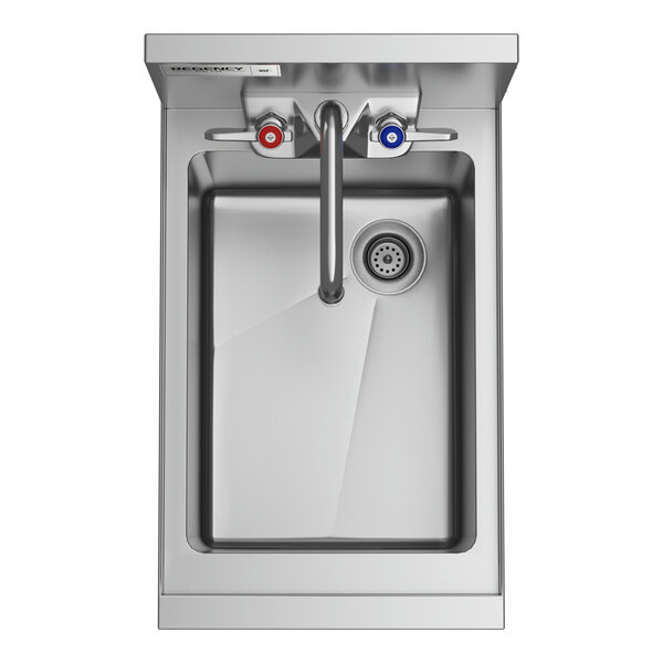 A Regency stainless steel underbar hand sink with a faucet.