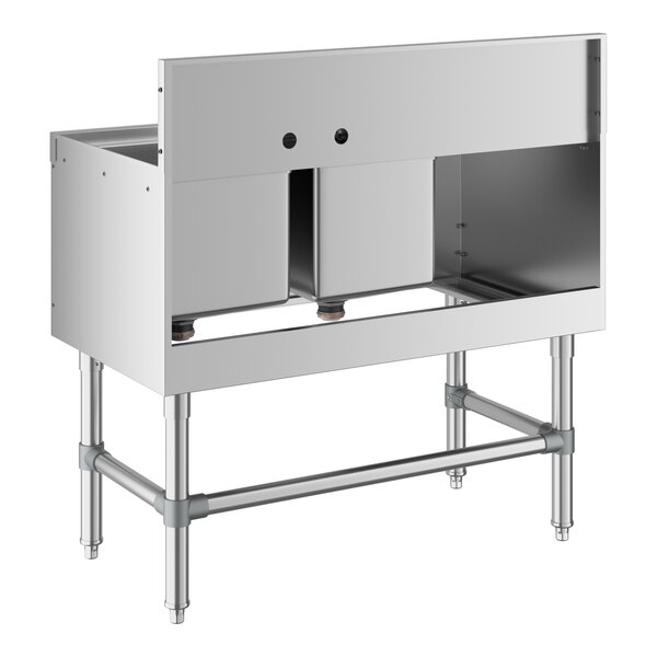 Regency Spec Line 19" x 36" Two Bowl Underbar Sink with 12" Left Drainboard and Faucet