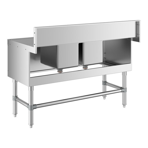 Regency Spec Line 24" x 48" Two Bowl Underbar Sink with Two 12" Drainboards and Faucet
