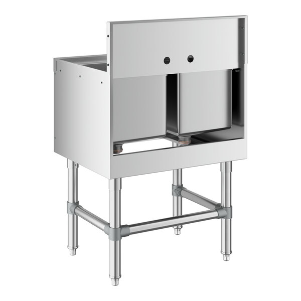 A Regency stainless steel underbar sink with two bowls.