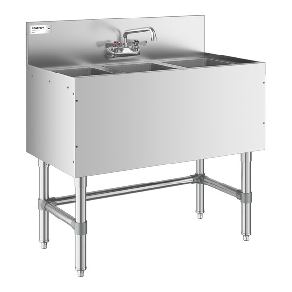 Regency Spec Line 19" x 36" Three Bowl Underbar Sink with Faucet