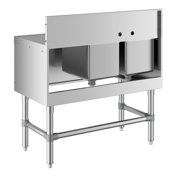 Regency Spec Line 19" x 36" Two Bowl Underbar Sink with 12" Right Drainboard and Faucet