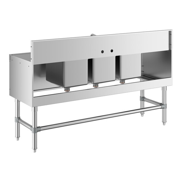 Regency Spec Line 19" x 60" Three Bowl Underbar Sink with Two 12" Drainboards and Faucet