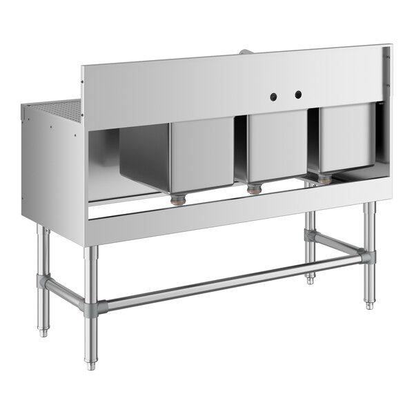 Regency Spec Line 19" x 48" Three Bowl Underbar Sink with 12" Right Drainboard and Faucet