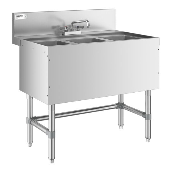 Regency Spec Line 24" x 36" Three Bowl Underbar Sink with Faucet