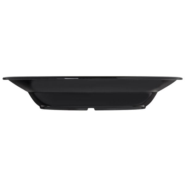 A black polycarbonate soup bowl on a white background.