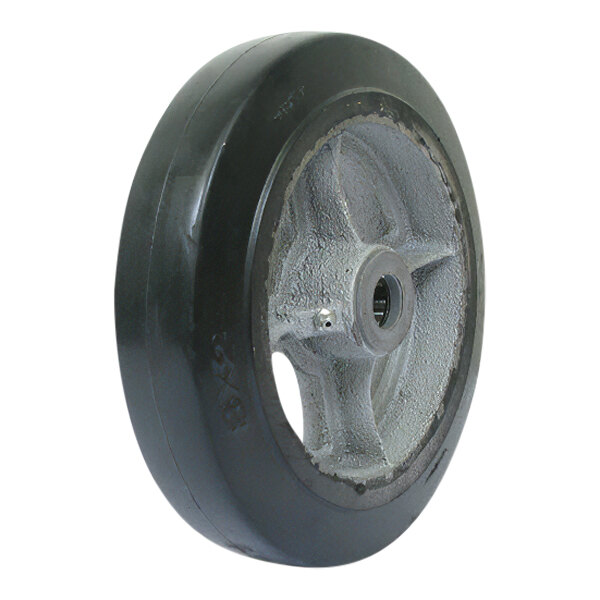 The black rubber wheel with a metal rim for a Wesco Industrial hand truck.