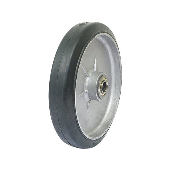 A Wesco hand truck wheel with a black rubber tire and a black rim.