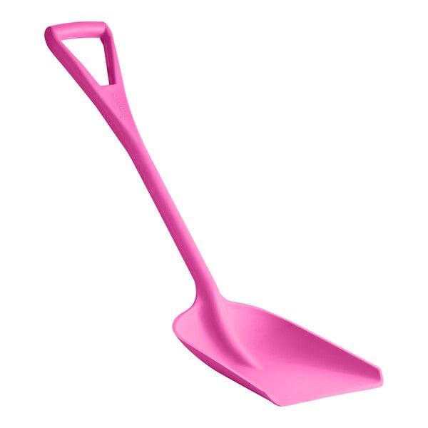 A Carlisle Sparta pink food service shovel with a handle.