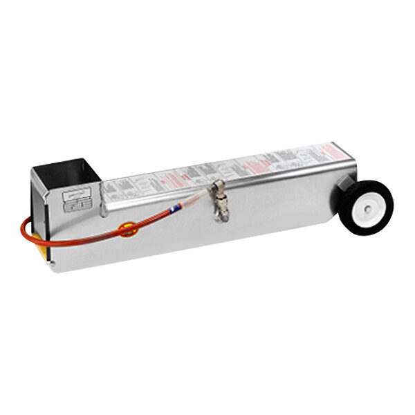 A Henny Penny Shortening Shuttle with a red hose.