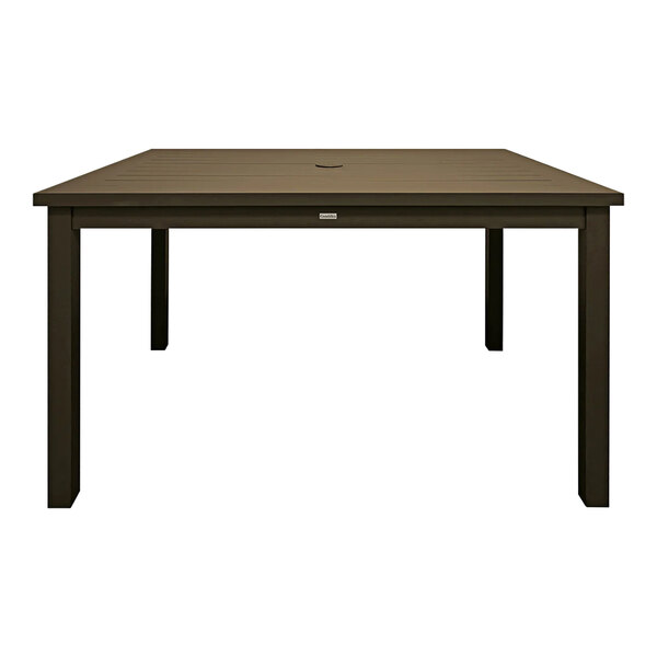 A Grosfillex Sigma rectangular dining table with a black top.