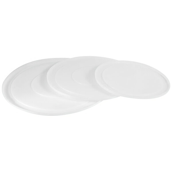 A white plastic lid with a silver handle on a white background.
