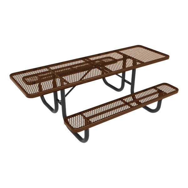 An Ultra Site brown rectangular picnic table with a bench.