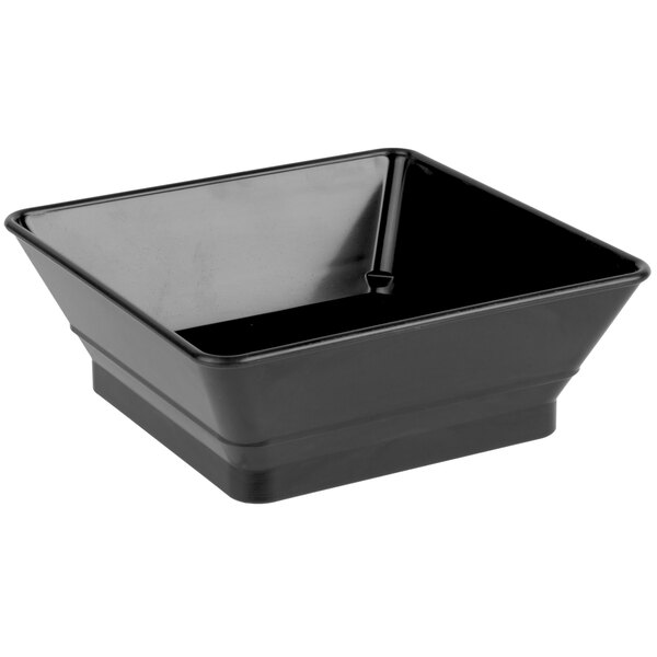 A black square polyethylene basket with a corner.