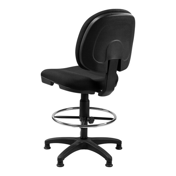 A National Public Seating black office stool with a chrome base.