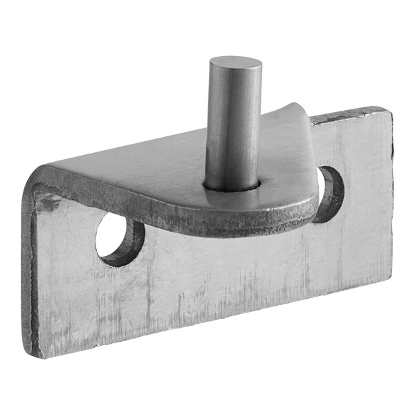 A stainless steel metal piece with holes and a metal rod.