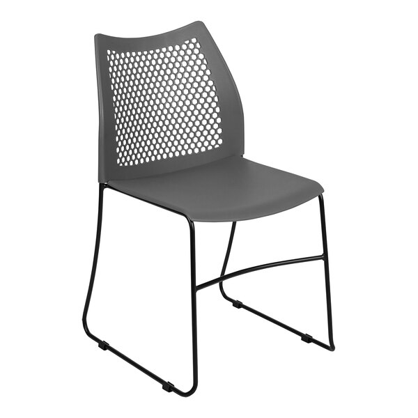 A gray Flash Furniture chair with a mesh back and black legs.