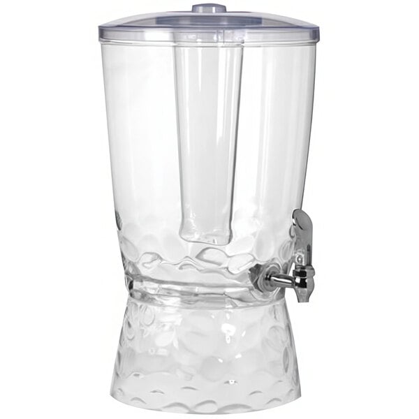 A clear plastic container with a clear lid and tap.