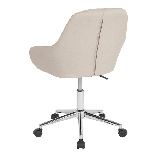 A beige Flash Furniture office chair with chrome legs and wheels.