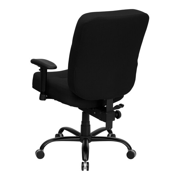 A black Flash Furniture office chair with wheels.