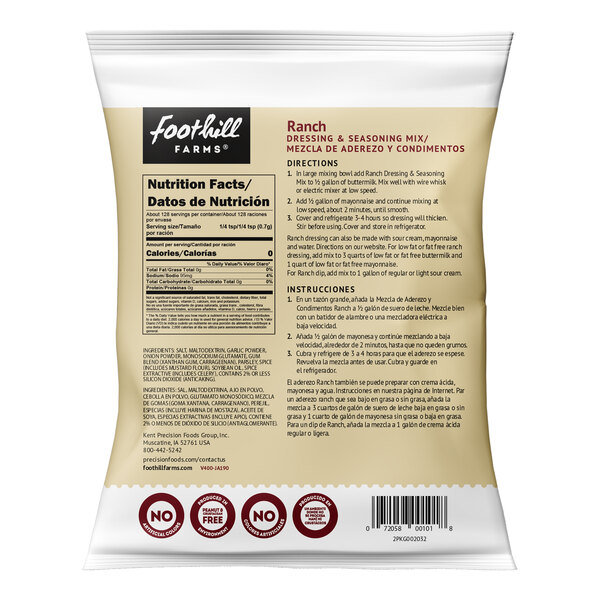 A bag of Foothill Farms Ranch Dressing & Seasoning Mix.