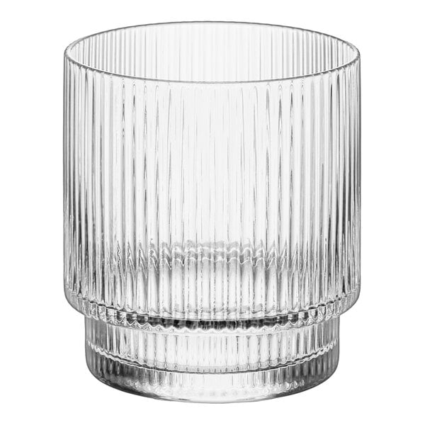 An Acopa Lore rocks glass with a thin rim on a white background.