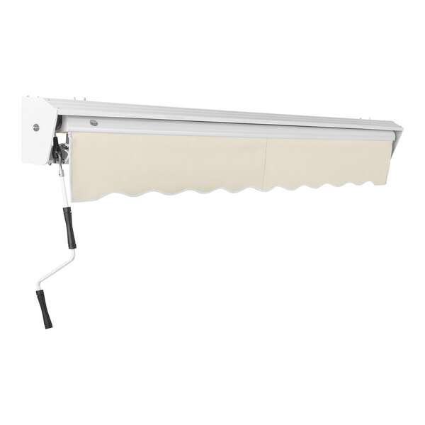 A white Awntech Destin heavy-duty manual retractable patio awning over a white background.