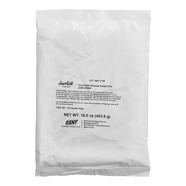 A white package of Foothill Farms Chocolate Mousse Mix with black text.