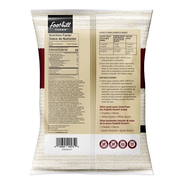 A 14-ounce bag of Foothill Farms Deluxe Alfredo Sauce Mix.