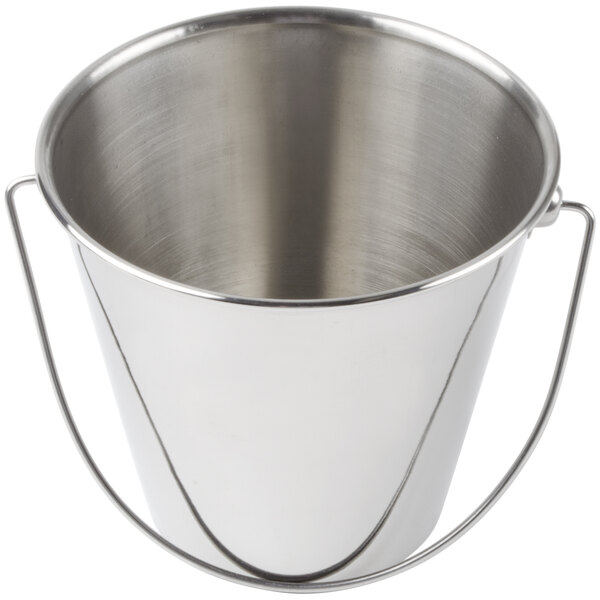 An American Metalcraft stainless steel mini pail with a handle.