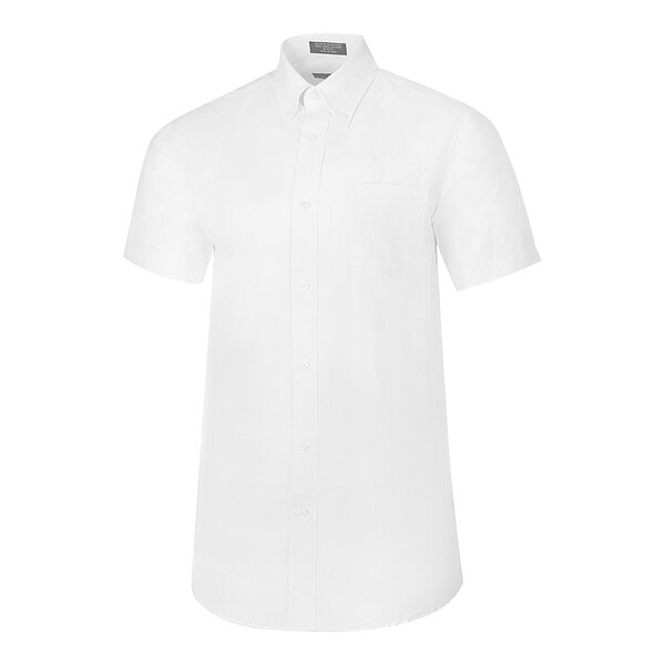 A white Henry Segal women's short sleeve oxford shirt with a collar.