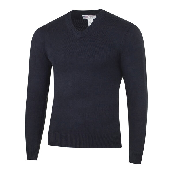 A Henry Segal men's navy long sleeve sweater with a V neck.