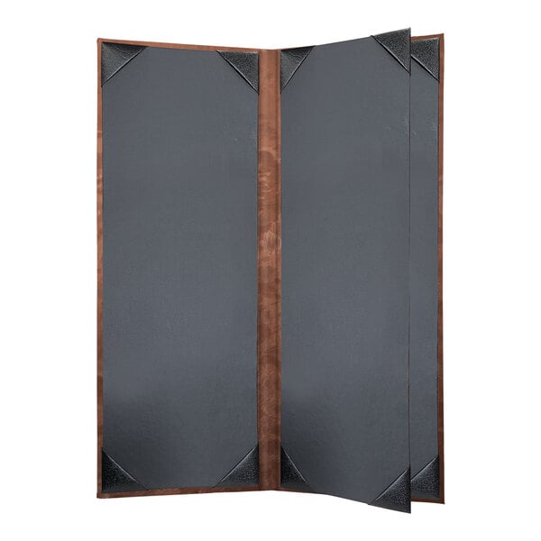 A grey board with a brown border.