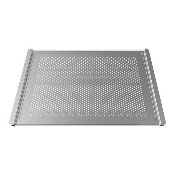 A Unox perforated aluminum baking pan with holes.