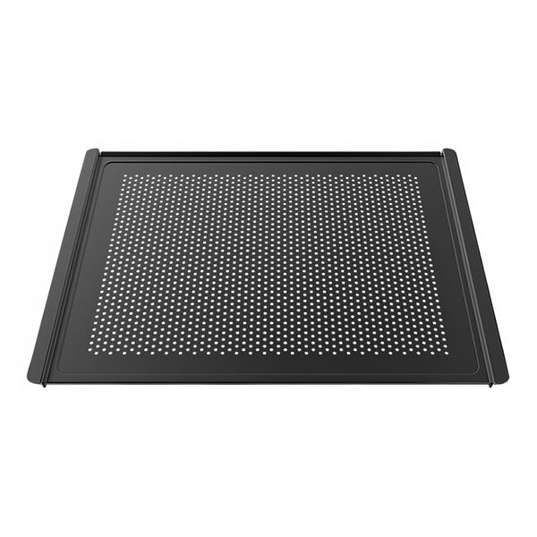 A black rectangular Unox non-stick perforated baking pan.