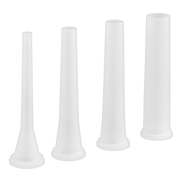 Three white plastic pipes with a black lid.