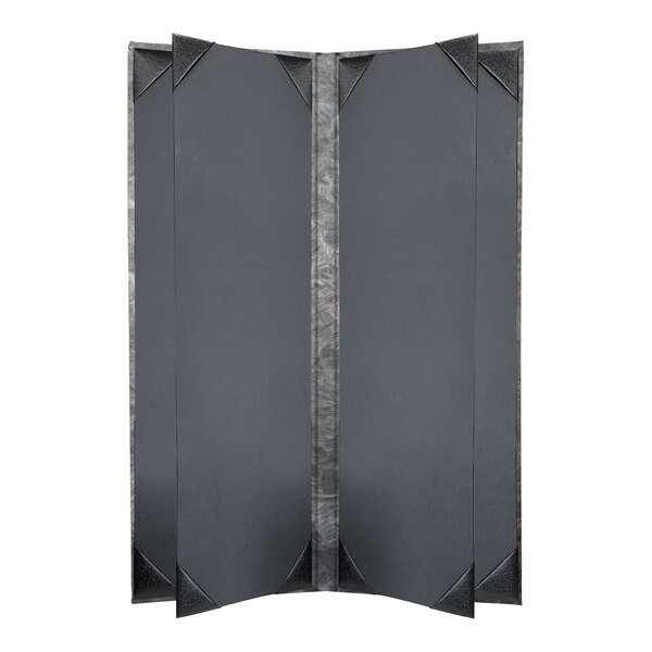 A H. Risch, Inc. steel brushed metallic menu cover with 6 views.