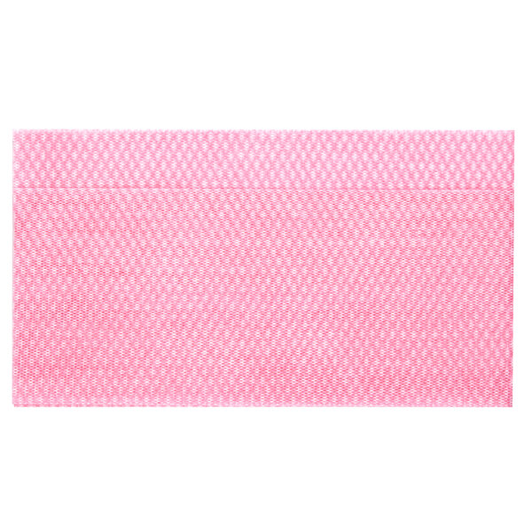 A pink and white rectangular fabric towel.