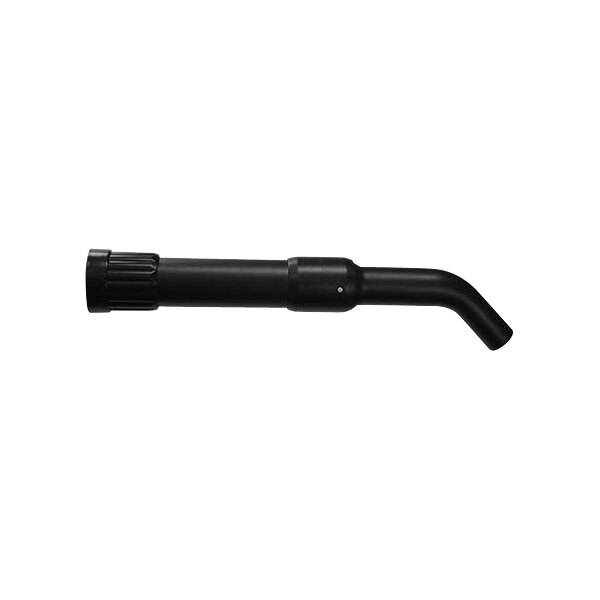 A black tube with a handle on a white background.