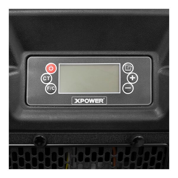 The control panel of an XPOWER XD-165L commercial dehumidifier.
